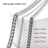 1pc Titanium Steel Men's Necklace, Stainless Steel Cuban Chain, Trendy Fashion Accessories, Trendy Girl Hip-hop Accessories, father's day gift