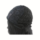24-Inch Women's Wig with Red Highlights & Black Wavy Long Curly Hair, Heat-Resistant Synthetic Fiber, Elegant Golden Chain & Pearl Accents, Perfect for Parties, Cosplay, and Casual Attire, All Head Sizes Rose Net Cap, Fashion