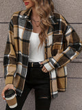 Elegant Women's Plaid Print Oversized Shirt - Spring/Autumn Collection - Polyester Material - Adult Size - Casual Style - Lace-up Front - No Detail - Woven Fabric - Exclusive Series