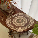 Vintage-Inspired Handmade Crochet Round Tablecloth with Elegant Hollow-Out Design for Home and Living Room Decor
