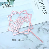 6Pcs Happy Birthday Cake Topper Rose Gold Acrylic Decorations For Kids Baby Shower Party Gift