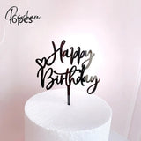 6Pcs Happy Birthday Cake Topper Rose Gold Acrylic Decorations For Kids Baby Shower Party Gift