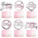 6Pcs Happy Birthday Cake Topper Rose Gold Acrylic Decorations For Kids Baby Shower Party Gift