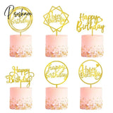 6pcs Happy Birthday Cake Topper Rose Gold Acrylic Birthday Cake Topper Decorations for Kids Baby Shower Party Cake Gift Supplies