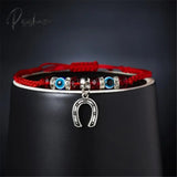 6Pcs/Set Handmade Turkish Lucky Evil Eye Bracelets For Women Men Blue Eyes Braided Red Rope