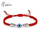 6Pcs/Set Handmade Turkish Lucky Evil Eye Bracelets For Women Men Blue Eyes Braided Red Rope