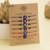 6Pcs/Set Handmade Turkish Lucky Evil Eye Bracelets For Women Men Blue Eyes Braided Red Rope