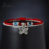 6Pcs/Set Handmade Turkish Lucky Evil Eye Bracelets For Women Men Blue Eyes Braided Red Rope