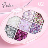 7 Color Eyeshadow Palette Diamond Shaped Glitter Powder Sequins Star Stage Eye Makeup Set 02