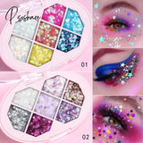 7 Color Eyeshadow Palette Diamond Shaped Glitter Powder Sequins Star Stage Eye Makeup Set