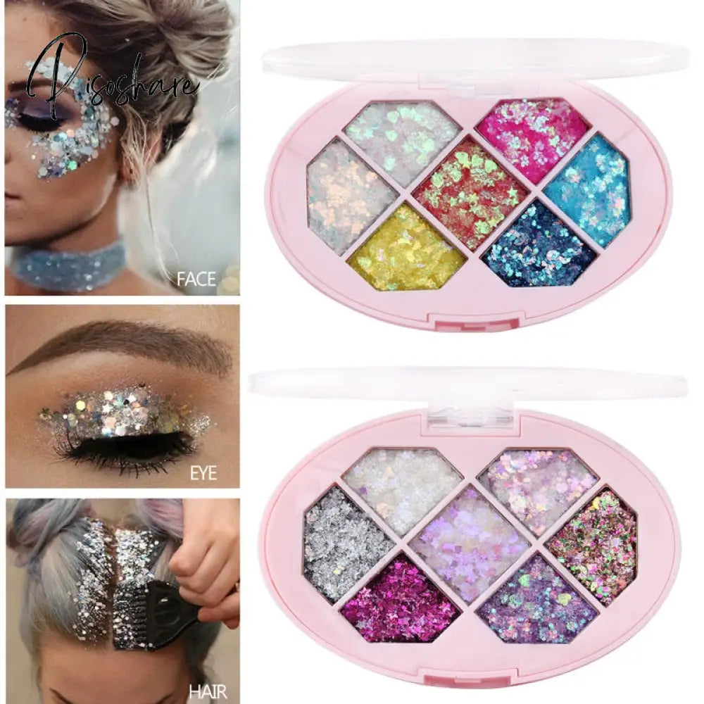 7 Color Eyeshadow Palette Diamond Shaped Glitter Powder Sequins Star Stage Eye Makeup Set