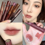 7 Colors Pink Mirror Water Lip Gloss Dark Brown Oil Waterproof Non-Stick Cup Liquid Lipstick Nude