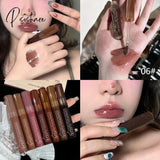 7 Colors Pink Mirror Water Lip Gloss Dark Brown Oil Waterproof Non-Stick Cup Liquid Lipstick Nude