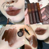 7 Colors Pink Mirror Water Lip Gloss Dark Brown Oil Waterproof Non-Stick Cup Liquid Lipstick Nude