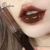 7 Colors Pink Mirror Water Lip Gloss Dark Brown Lip Oil Waterproof Non-stick Cup Liquid Lipstick Nude Brown Clear Tint Makeup