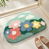 Soft Absorbent Polyester Floral Bathroom Rug Mat - Non-Slip Comfortable Bath Mat for Floor, Sink, Bathtub, Shower - Ideal for Spring Decor and Christmas Gift, Christmas Decor