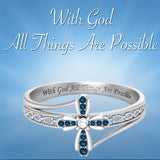 1pc Exquisite And Fashionable Blue Cubic Zirconia Cross Ring For Men And Women, Jewelry Gift