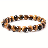 1pc Obsidian Bracelet Men And Women Couple Students Hand Jewelry Beads Tiger Eye Volcano Bracelet