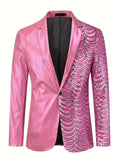 Glittering Mens Sequin-Ornamented Suit Jacket - Solid Color, Perfect for Wedding, Party & Formal Prom - A Stylish, Elegant Blazer to Elevate Your Look