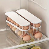 Automatic Double-Layer Fresh Egg Keeper, 12-14 Eggs Sliding Egg Storage Container - Hinged Design, Plastic Material, Non-Contact with Food - Refrigerator Space Saver Egg Rack for Kitchen