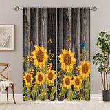 2pcs Sunflower Printed Curtain, Rod Pocket Window Treatment For Bedroom Office Kitchen Living Room Study Home Decor