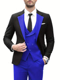 Men's Fashion Casual 3-Piece Suit with Tailcoat, Solid Color Viscose Blend, Non-Stretch Woven Fabric, Regular Fit for Weddings and Banquets