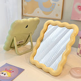 Floral Portable Makeup Mirror - Corrugated Tabletop Vanity Mirror with Polished Plastic Frame, Unscented, No Battery Required, Easy Carry Design for Women