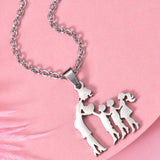 1pc Fashionable & Minimalist Stainless Steel Mother & Daughter Pendant Necklace For Men, Ideal choice for Gifts