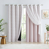 4pcs Double-Layer Gauze Cloth Integrated Curtains - Modern, Fashionable, and Romantic Insulation Shades for Living Room and Bedroom - Gray, Grommet Top, Simple, Aesthetic, and Energy-Efficient Home Decor