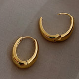 1 Pair, Vintage & Simply Style, Golden Glossy Hoop Earrings For Ladies, Fashion Temperament Zinc Alloy Ear Buckles For Banquet & Daily Wear, Perfect Gift