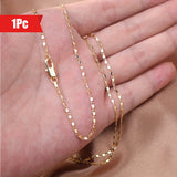 1pc Italian 2MM Flat 18K Gold Plated Punk Necklace Chain, Men's Women's DIY Link Chain Jewelry, father's day gift