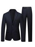 2-Piece Formal Suit Set - Classic Two-Button Jacket & Matching Dress Pants for Business, Wedding, Party - High-Quality Fabric, Adjustable Waist, Comfortable Fit, Versatile Style