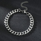 1pc Men's Silver Domineering Stainless Steel Chain Bracelet, Cuban Link Bracelet For Men, Father's Day Gift