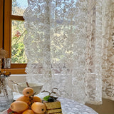 2-Piece Vintage Jacquard Sheer Curtain Set with Rod Pocket, Polyester Mesh Lace Embroidered Decorative Panels for Bedroom, Kitchen, Restaurants - Washable, Unlined, Romance Theme, All-Season