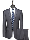 2-Piece Formal Suit Set - Classic Two-Button Jacket & Matching Dress Pants for Business, Wedding, Party - High-Quality Fabric, Adjustable Waist, Comfortable Fit, Versatile Style