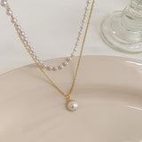 Baroque Stylish Double Layer Faux Pearl Necklace For Women Banquet Party Daily Wear Jewelry Gift