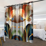 2pcs, Abstract Floral Golden Line Modern Floral Digital Printed Curtain Living Room Curtains, Grommet Top Curtains For Living Room Furniture Decoration Home Decor
