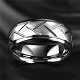 1pc 8MM Luxury High Quality Black Titanium Steel Ring Fashion Simple Men's Black Stainless Steel Wire Groove Tire Ring Artificial Jewelry Lover Gift