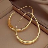 Glossy Minimalist Water Drop Design Hoop Earrings Copper 18K Gold Plated Jewelry Vintage Elegant Style For Women Daily Wear