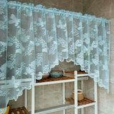 Butterfly Flower Plant Pattern 1pc Valance Sheer Curtain - Short Tulle Lacework Tassel Half Curtain for Bedroom Living Room Home Decor