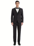 3-Piece Classic Formal Suit Set for Men - Single Button Jacket, Vest, and Trousers - Elegant Formal Attire for Weddings, Job Interviews, and Special Occasions