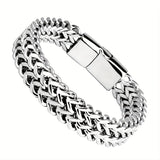 Men's Stainless Steel Bracelets Chain Braided Square Positive And Negative Chain Magnet Buckle, Father's Day GiftBracelet Jewelry