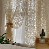 2-Piece Vintage Jacquard Sheer Curtain Set with Rod Pocket, Polyester Mesh Lace Embroidered Decorative Panels for Bedroom, Kitchen, Restaurants - Washable, Unlined, Romance Theme, All-Season