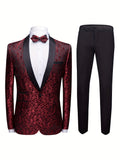Men's Elegant Contrast Color Suit Jacket & Suit Pants Set For Party/wedding/formal Prom