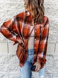 Vintage-Inspired Long Sleeve Plaid Print Shirt - Loose Fit, Patched Pockets, Soft Fabric, Perfect for Spring & Fall, Womens Casual Clothing for Everyday Wear