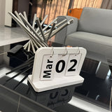 Elegant Wooden Perpetual Desk Calendar - Minimalist Flip Design for Home, Office, or Dorm Decor