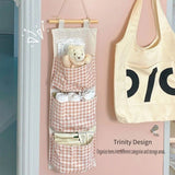 Multi-Pocket Wall-Mounted Storage Bag - Versatile Hanging Organizer for Dorms, Bedrooms & Bathrooms | Space-Saving Design with Easy-Access Pockets for Books, Toys, and More, Bedroom Organizer|Checkered Pattern|Soft Material,