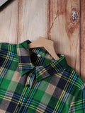 Long Sleeve Plaid Print Button Front Casual Shirt for Spring & Fall, Women's High-low Blouse