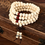 1/2pcs 108 Beads 8mm/0.31'' Sandalwood Buddhist Wood Prayer Beaded Knot Black Ebony Bracelets Bangles For Men, Father's Day Gift