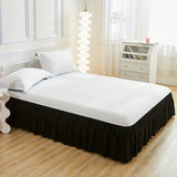 [1pc Elastic Solid Bed Skirt] 1pc Glam Style Solid Color Bed Skirt, Elastic Adjustable, Soft Polyester, Machine Washable, Ruffle Embellishment, Woven Fabric, 90gsm - Ideal for Bedroom, Living Room, Guest Room Decor, Bed Room